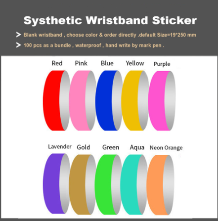 100Pcs Waterproof Wristband Disposable Paper Wristbands swimming party resort hand sticker label